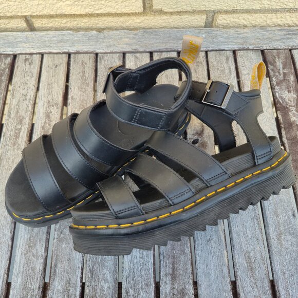 Dr. Martens Blaire Vegan Black Chunky Platform Strap Sandals - Picture 3 of 11